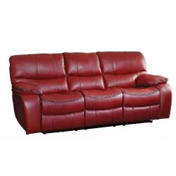 Pecos Power Double Reclining Sofa - Leather Gel Match - Red